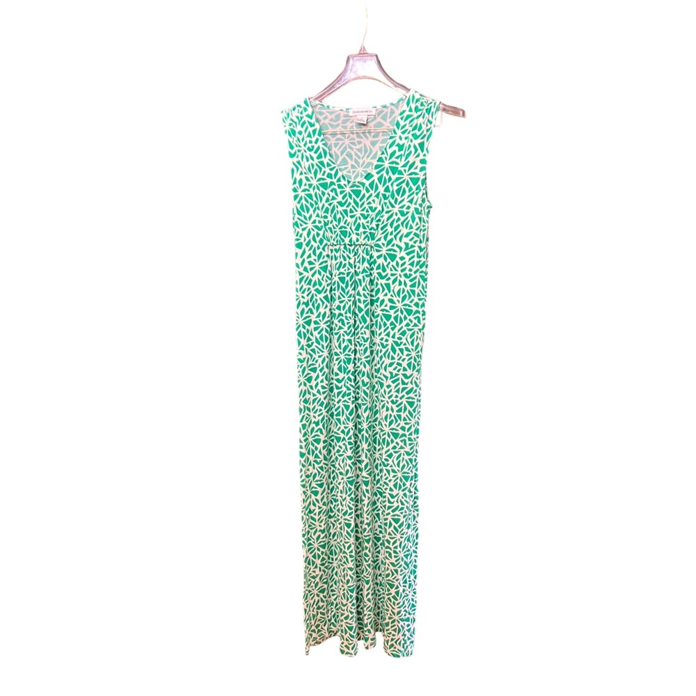 Cruise Wear maxi sleeveless dress women’s size medium Green/ white